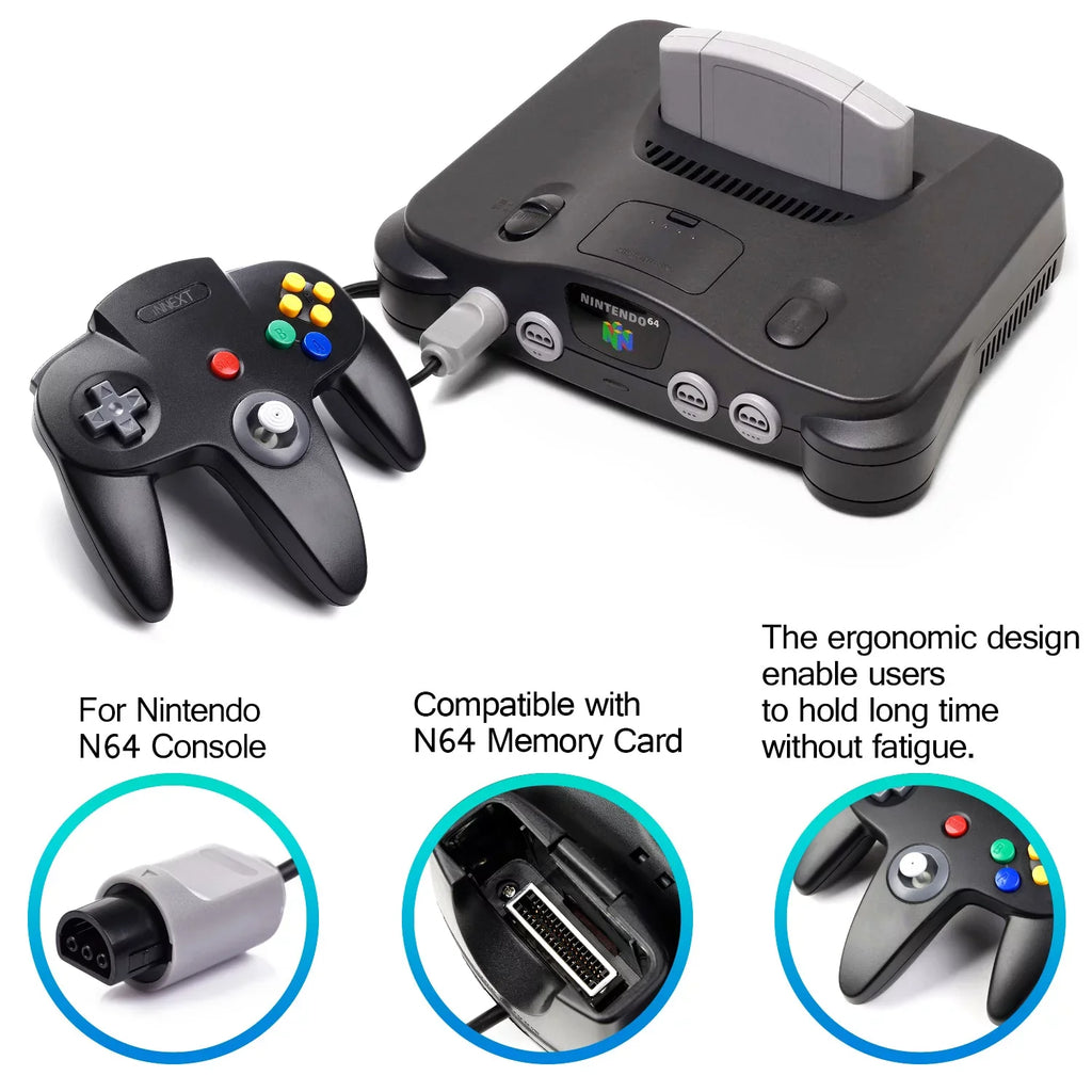 2 Pack  Controller, iNNEXT Classic Wired  64-bit Game pad Joystick for Ultra 64 Video Game Console  System (Black)