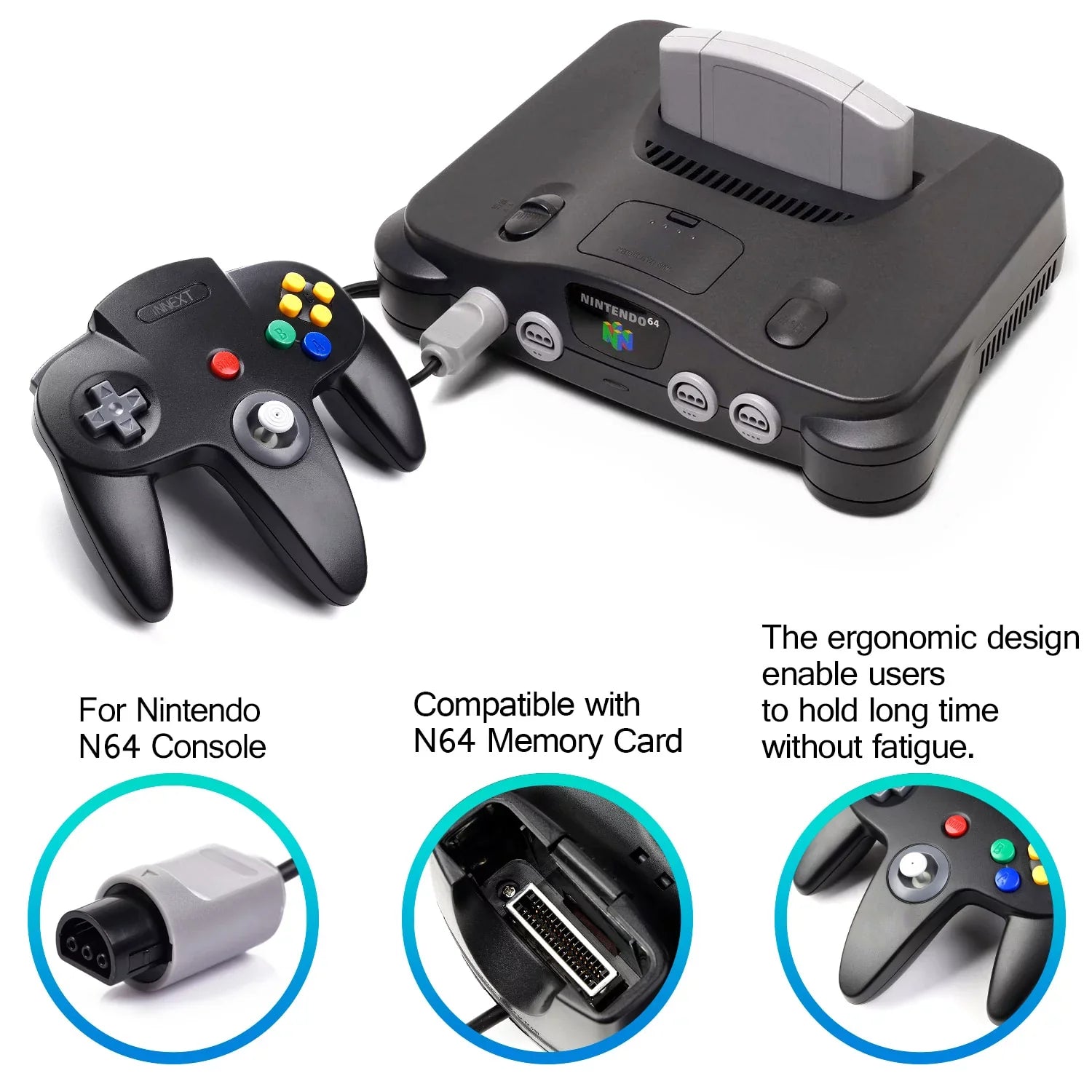 2 Pack  Controller, iNNEXT Classic Wired  64-bit Game pad Joystick for Ultra 64 Video Game Console  System (Black)