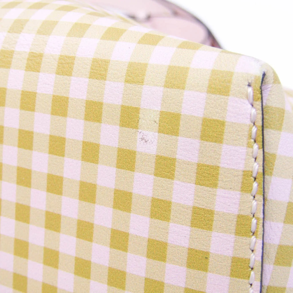 Pre-Owned Fendi By The Way Gingham Plaid 8BL146 Women's Leather Handbag,Shoulder Bag Beige,Light Pink,Yellow (Good)