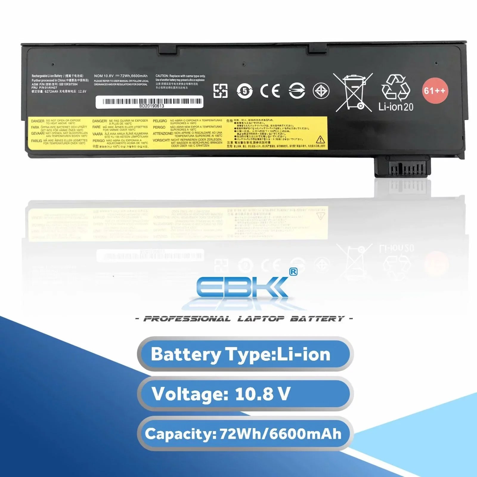 61++ Replacement Laptop Battery Compatible with Lenovo ThinkPad          Series 01AV492 01AV427 01AV428 (10.8V 72Wh)