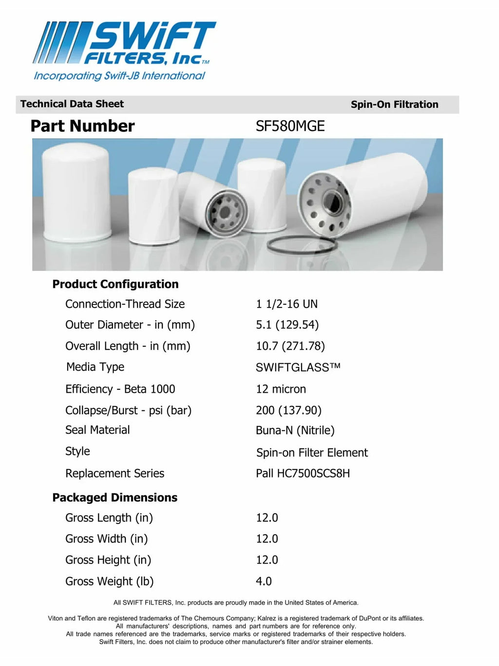Direct Interchange for  P167945in-On Filter Element Microglass Construction 12 Micron