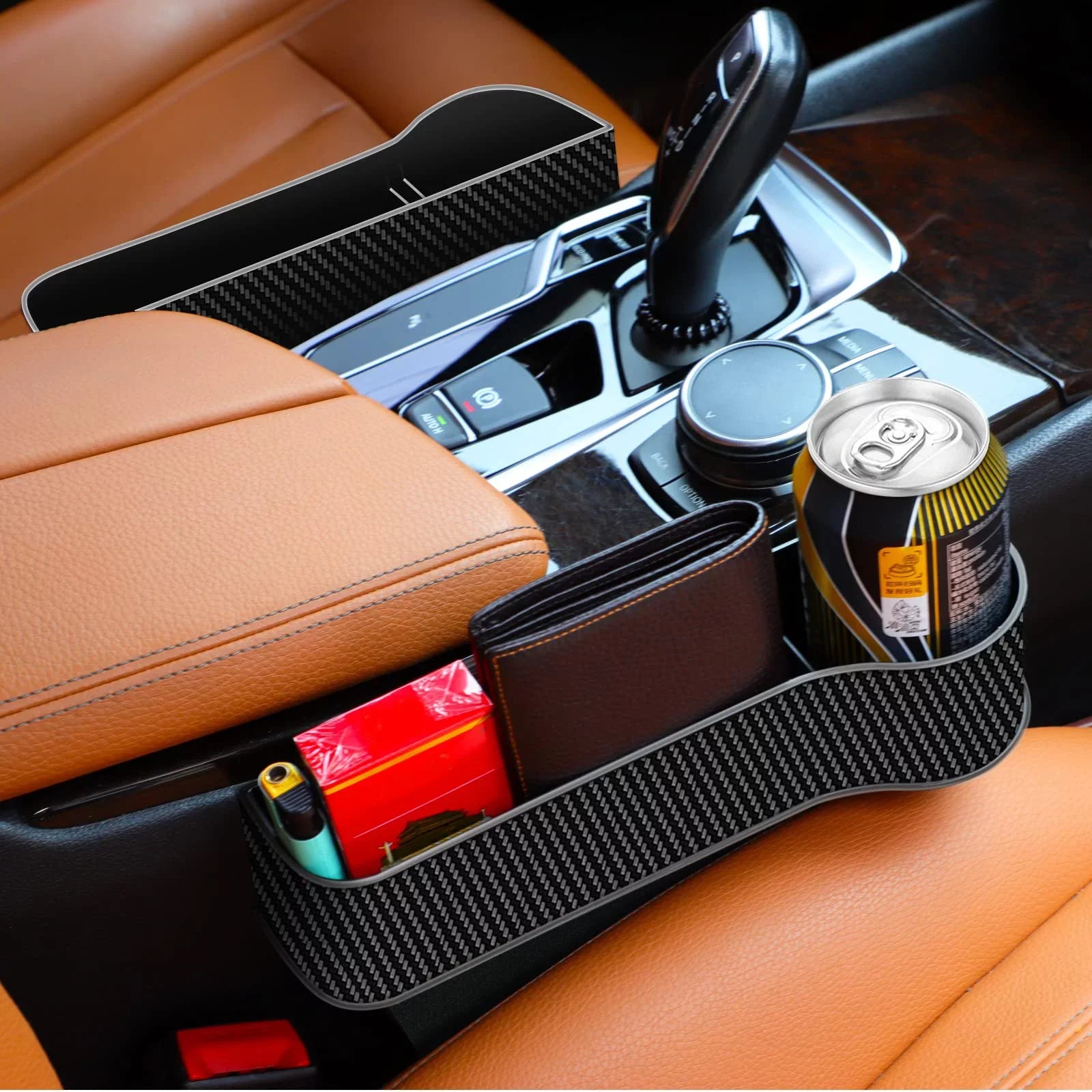 2 Pack Car Seat Gap Filler Organizer,Multifunctional Car Seat Organizer with Cup Holders 2 Seat Hooks for Drink,Car Organizer Front Seat