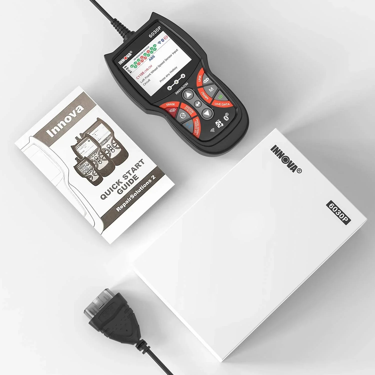 6030P  Scanner Check Engine  Code Reader Automotive Diagnostic Scan Tool 12V Battery Alternator Test Full  Modes for   Car Scanner Automotive Scanner Analyzer Turn off