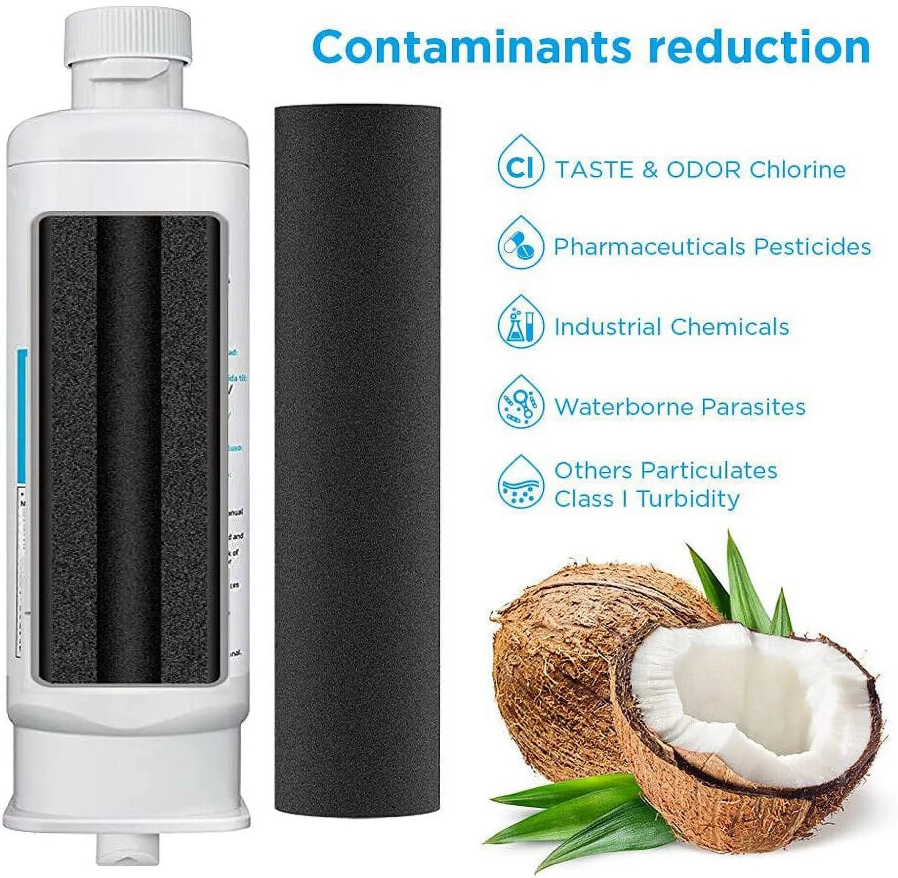 '-17376B Filter for Refrigerator Water and Ice, Carbon Block Filtration, Removes 99% of Harmful Contaminants for Clean, Clear Drinking Water, 6-Month Life, -/,( 3 Pack )