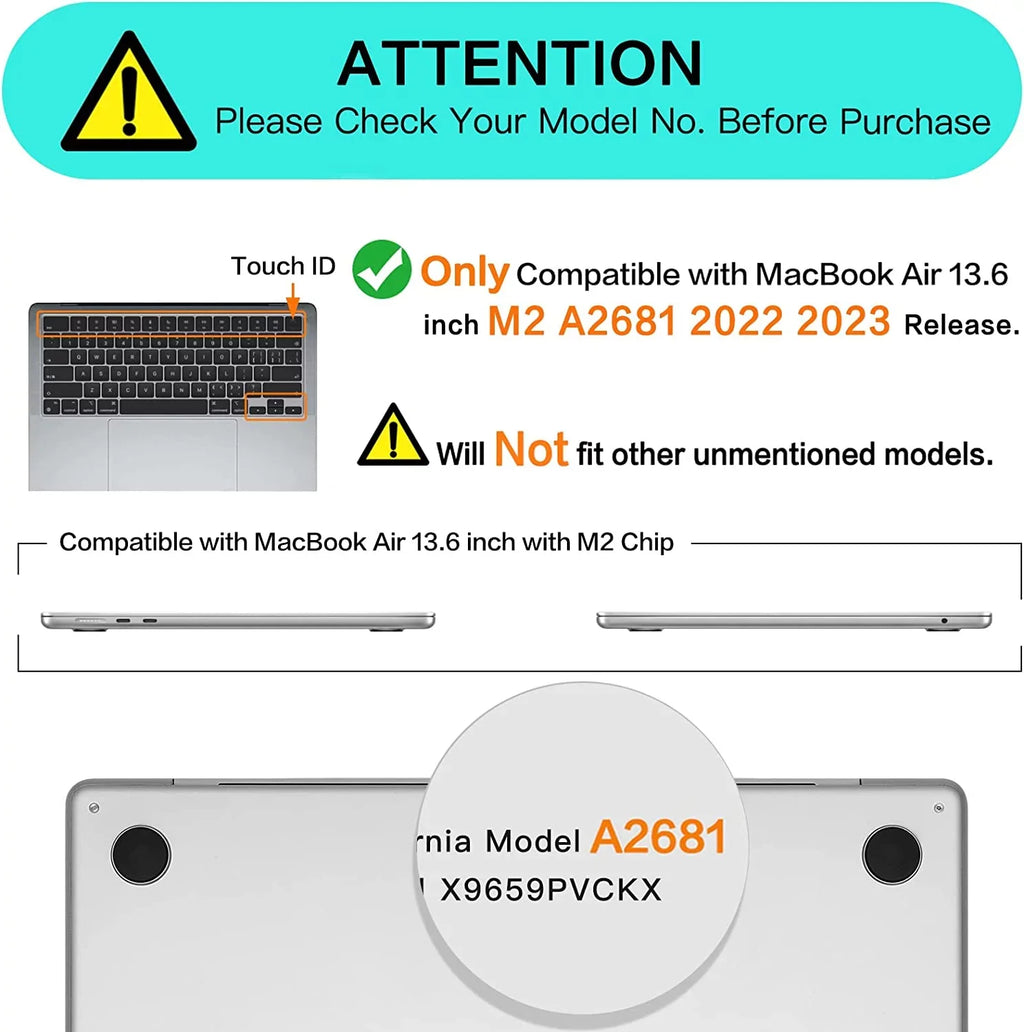 Compatible with MacBook Air 13.6 inch Case 2022 2023 Release   Chip Touch , Hard Shell