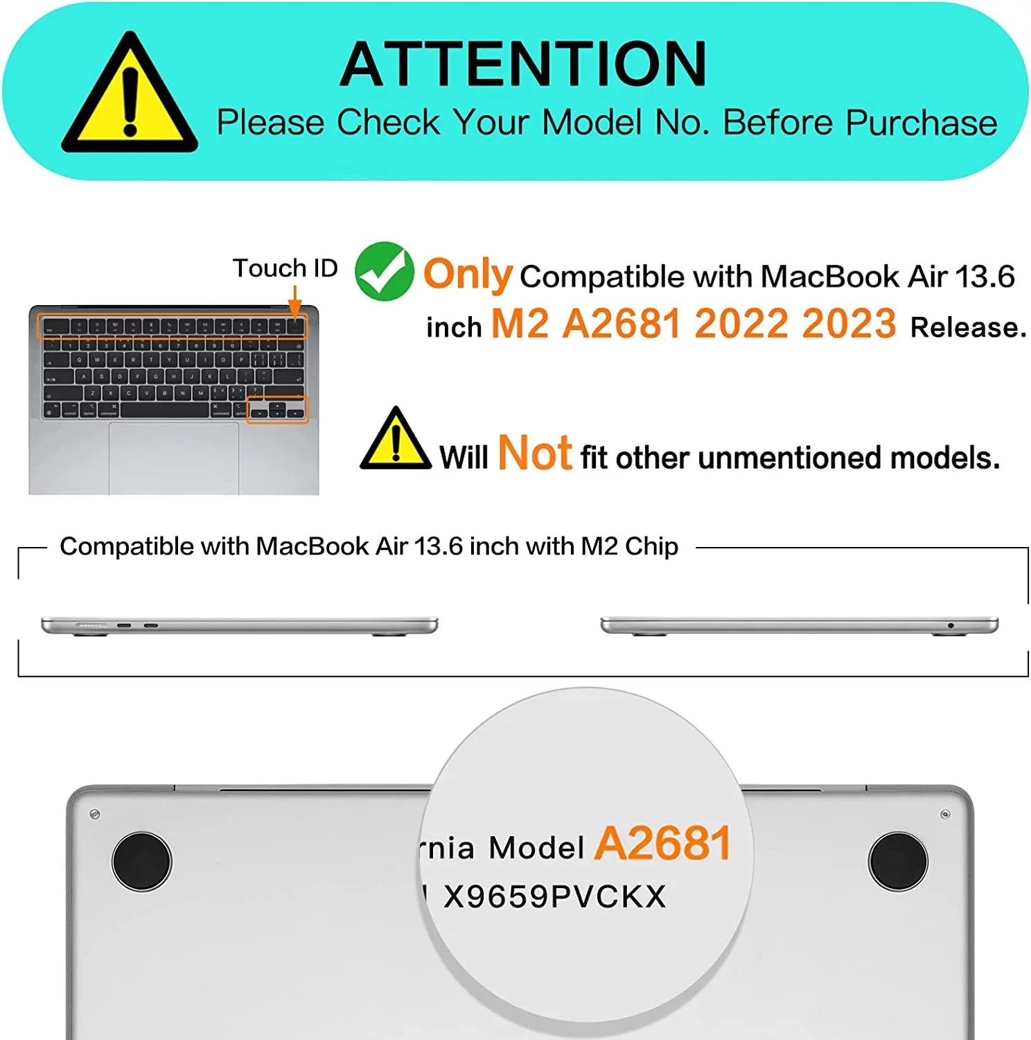 Compatible with MacBook Air 13.6 inch Case 2022 2023 Release   Chip Touch , Hard Shell