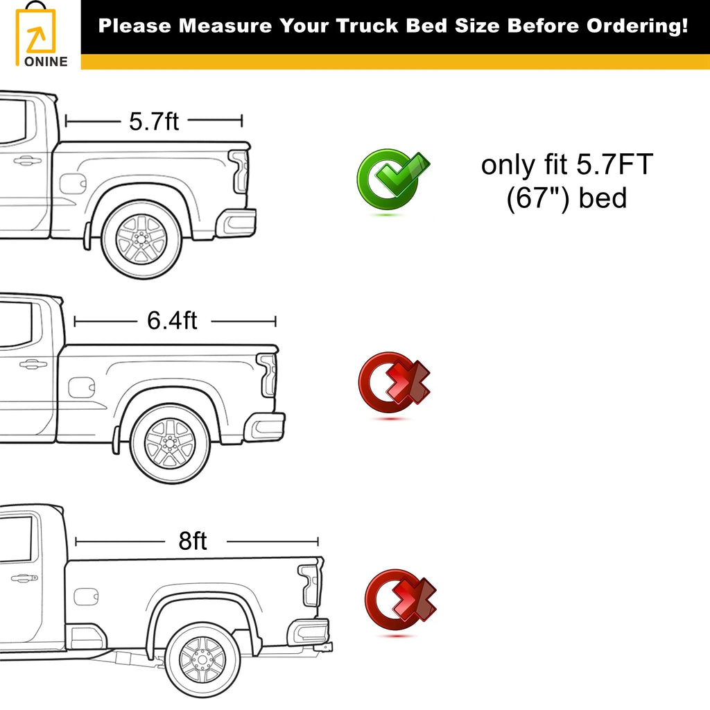 Hard Tri-Fold Truck Bed Tonneau Cover Custom Fit 2019-2024 Dodge Ram 1500 New Body 5.7ft Bed(67"), Does not fit Classic, Does Not Fit with Multi-Function (Split) Tailgate or RamBox