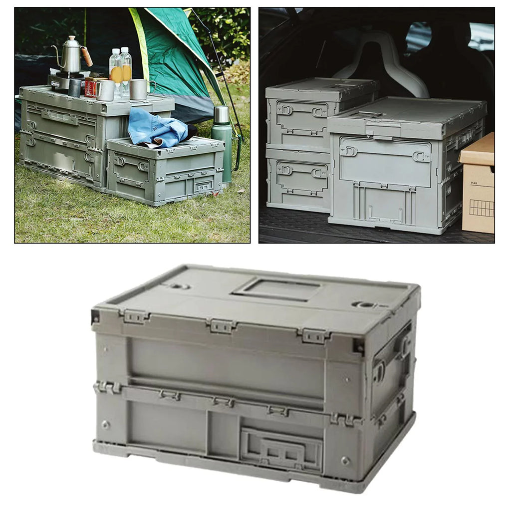 Storage Box Versatile Storage Bins Collapsible Crate Trunk Organizers Multifunctional Storage Containers Gray Green, 41x29.5x22cm