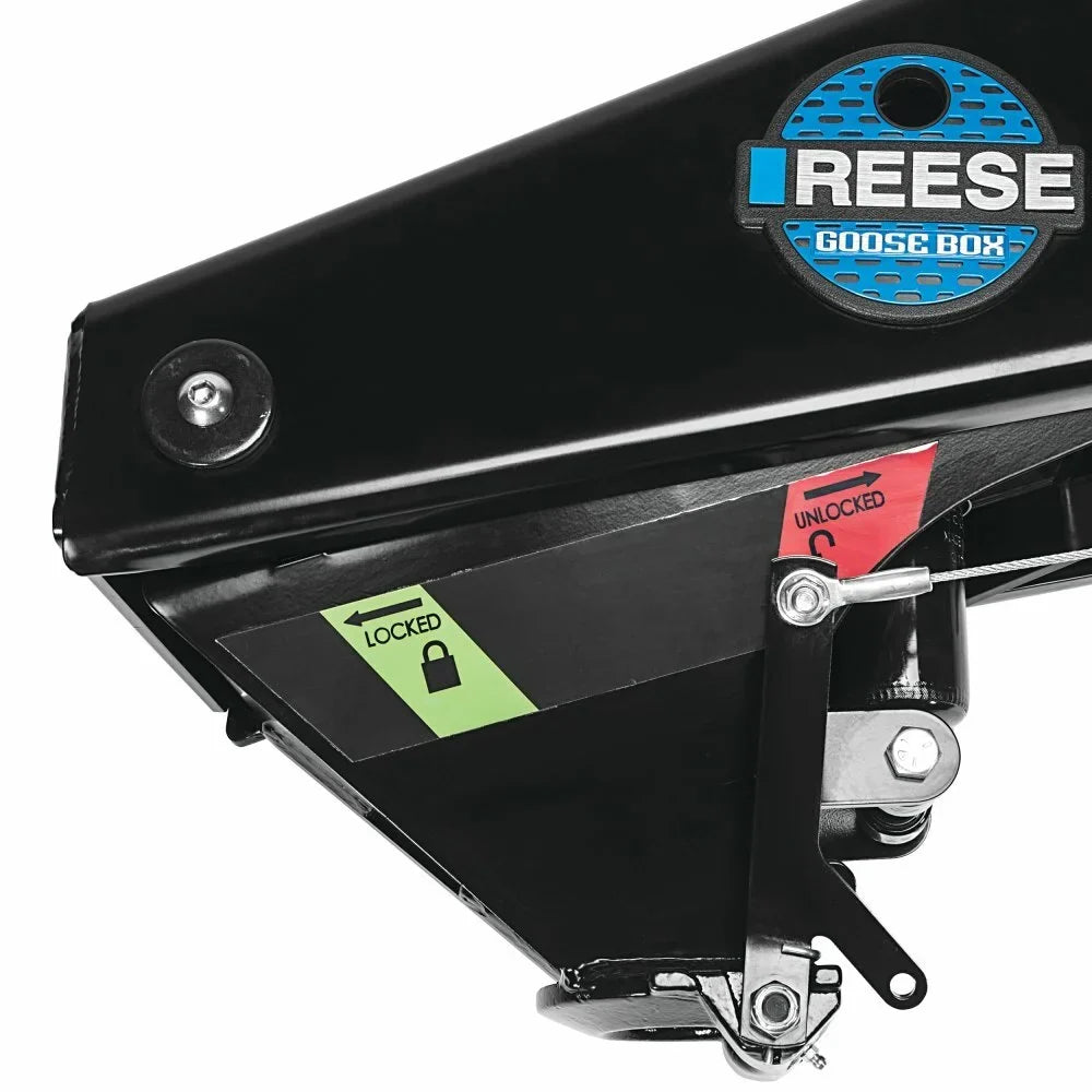 Reese 20k Gen 3 Goose Box 5th Wheel Pin Box, Air Ride 20,000 lbs. Capacity, Fits Lippert (1621, 1716, 0719, Rhino), Fabex  600 Series w/ Chains
