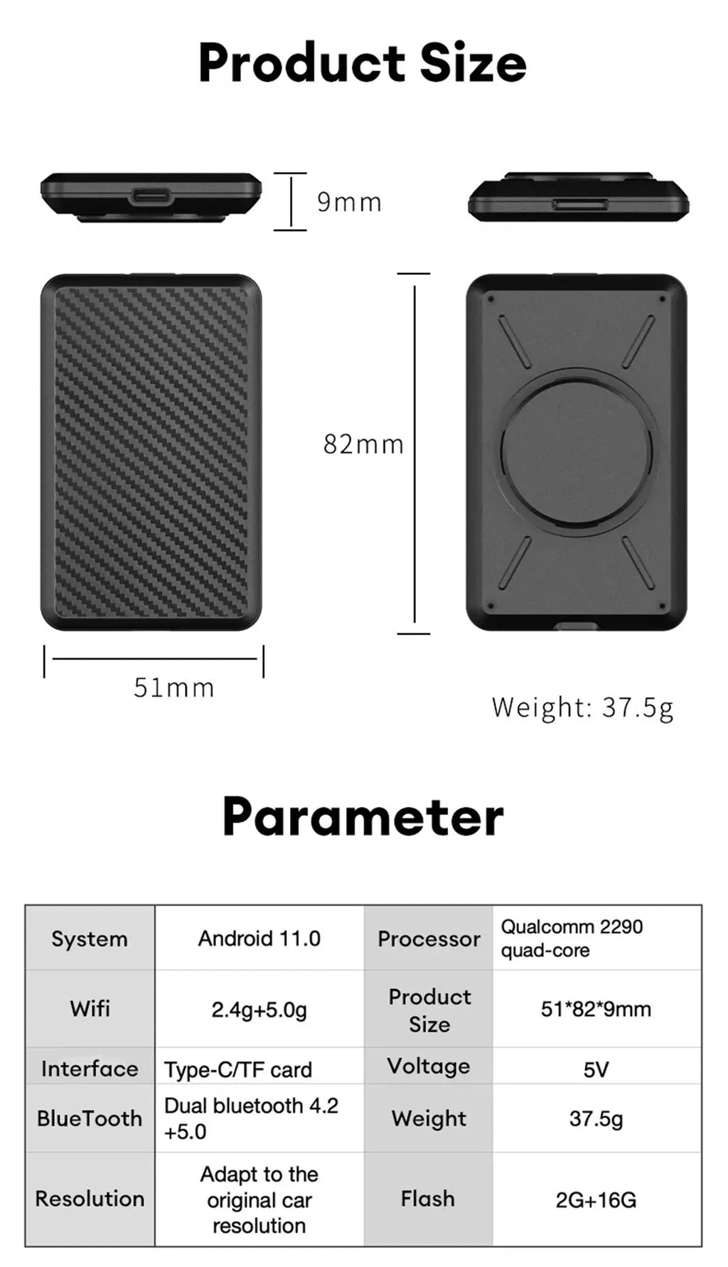 Masslatie Wired to Wireless CarPlay  Box Android 11 System Mini Dongle Wifi Netflix Youtube Fit for Audi/Toyota//Golf/Mercedes/Subaru