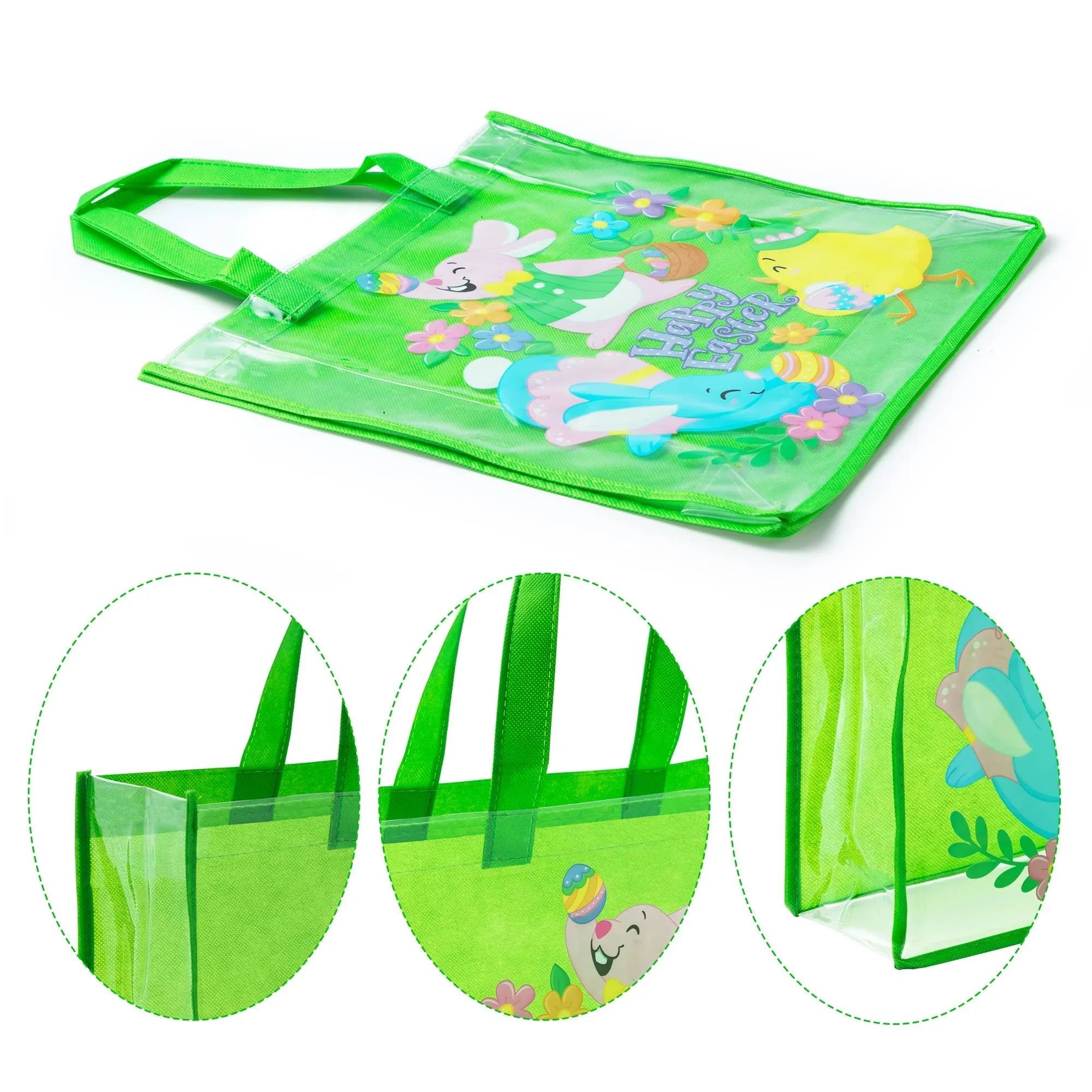 Syncfun 6 Pcs Easter Gift Bags for Kids, Large Goodie Reusable Tote Treat Bags with Handles for Easter Egg Hunt, Easter Party Favors Supplies