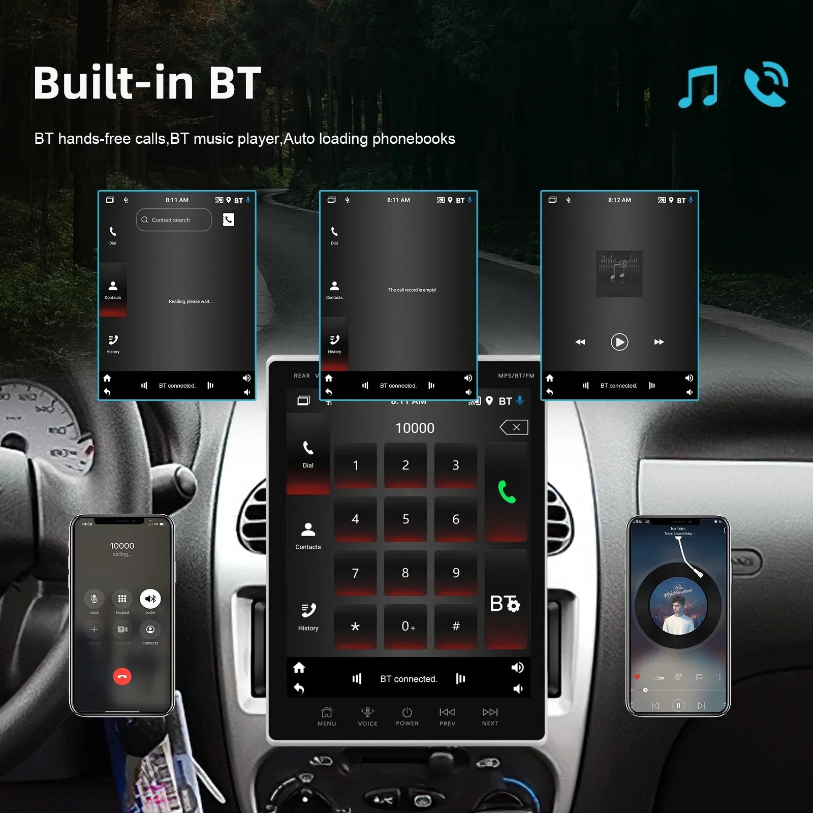 2Din Car Stereo Radio 9.5Vertical screen Bluetooth    Radio Receiver Suppport Rear Camera