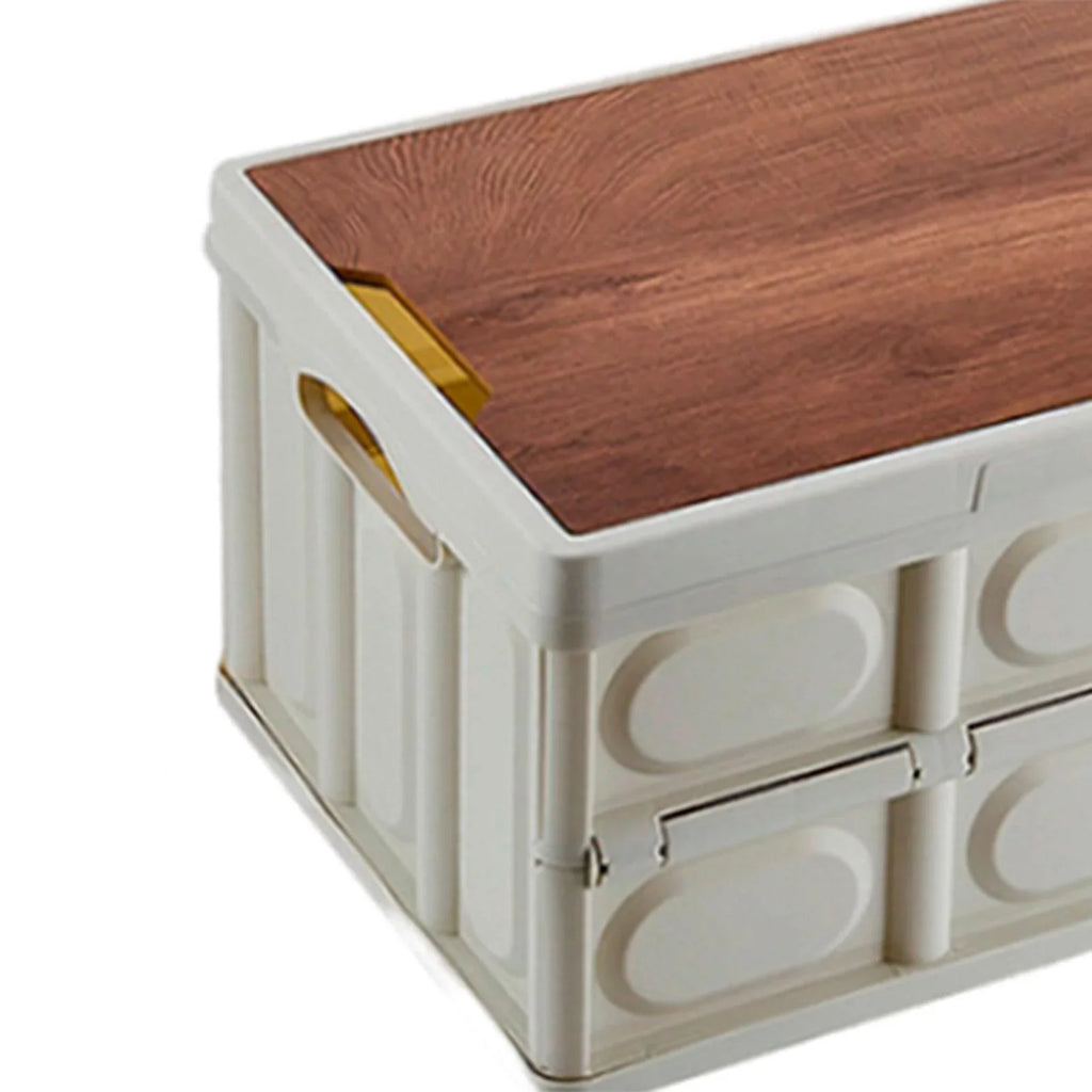Camping Storage Box Multifunctional Storage Box Closet Organization Collapsible Storage Bins with Wood Lids for Car Trunk, Indoor, Camping Large