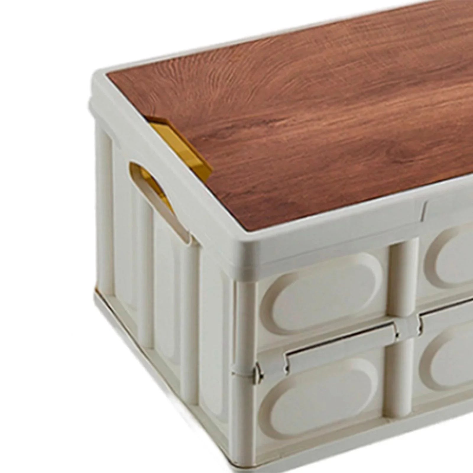 Camping Storage Box Multifunctional Storage Box Closet Organization Collapsible Storage Bins with Wood Lids for Car Trunk, Indoor, Camping Large