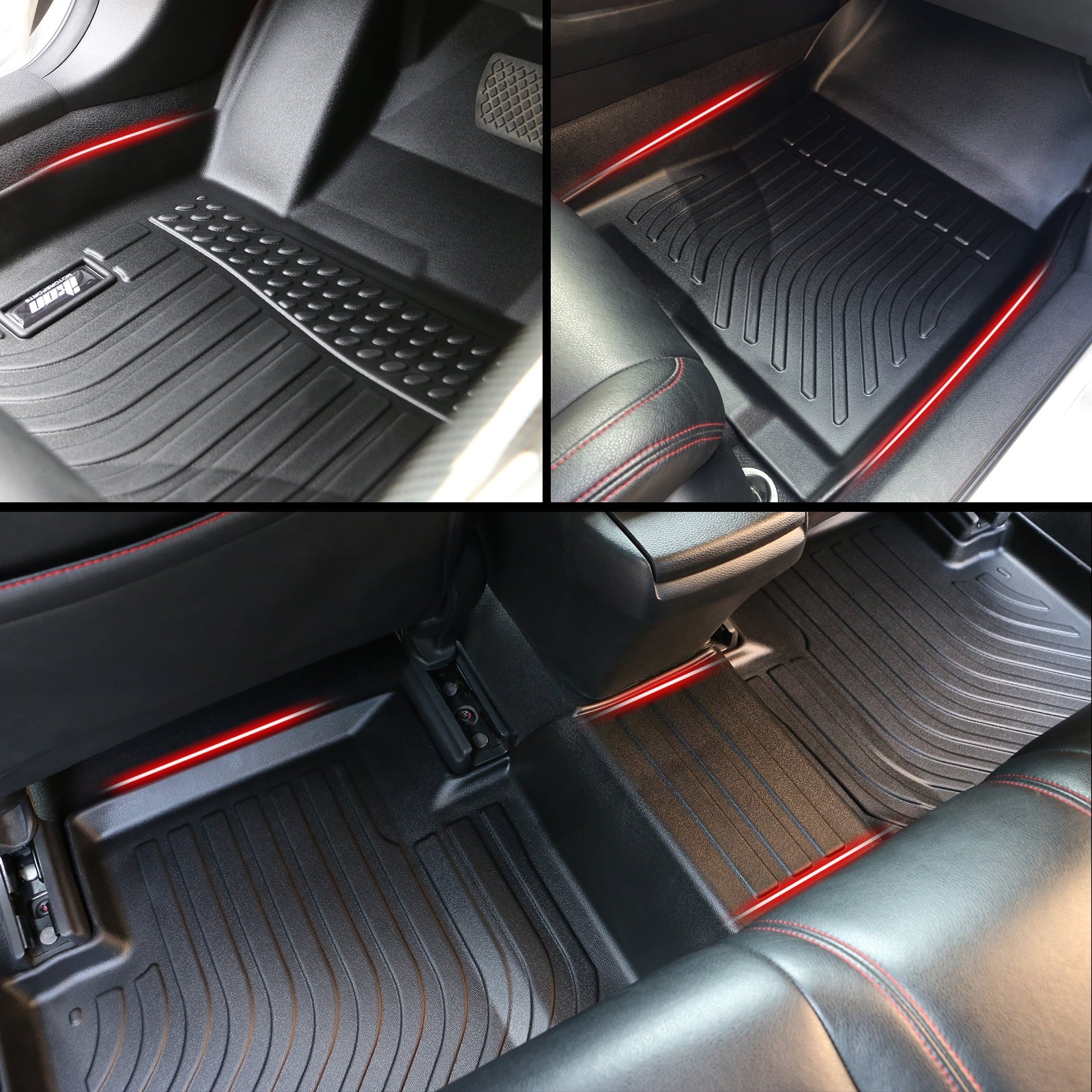 Ikon Motorsports Floor Mats & Trunk Mat Compatible With 2023-2024 Honda -, Black 3D Molded Carpets Liner 1st 2nd Row Front Rear Boot Tray Cover Protection Cargo Pad  All Weather Protector