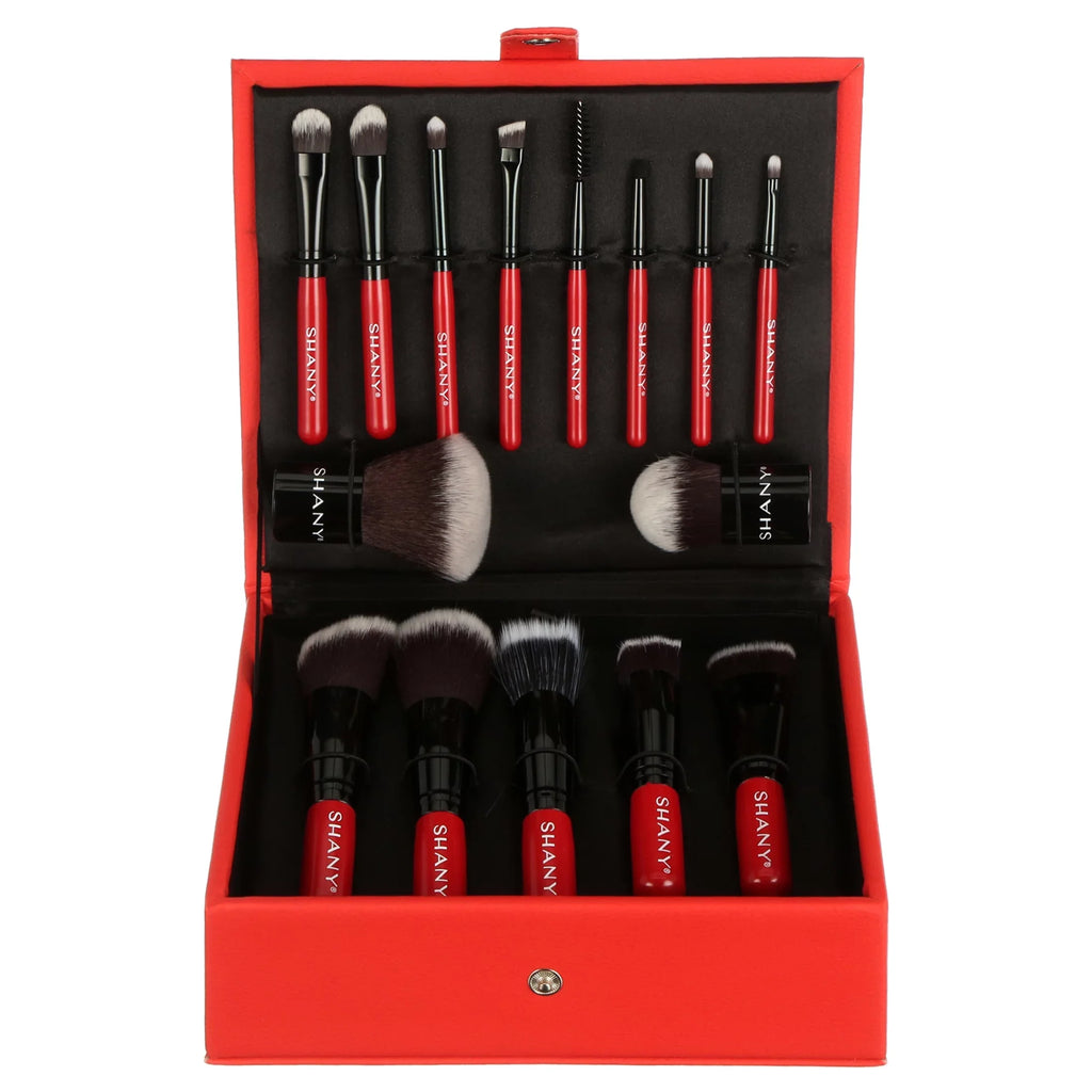 Vanity Vox- 15 Pc Premium Cosmetics Brush Set with Stylish Storage Box and Stand