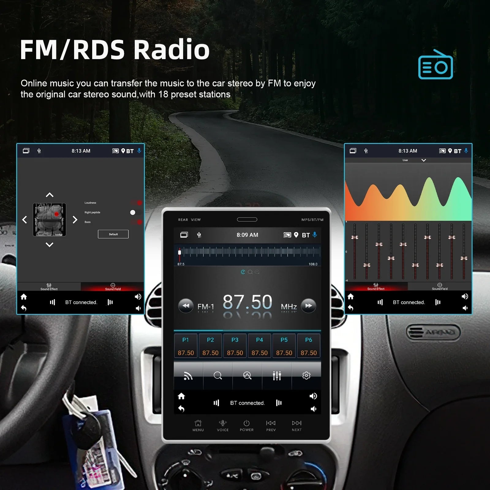 2Din Car Stereo Radio 9.5Vertical screen Bluetooth    Radio Receiver Suppport Rear Camera