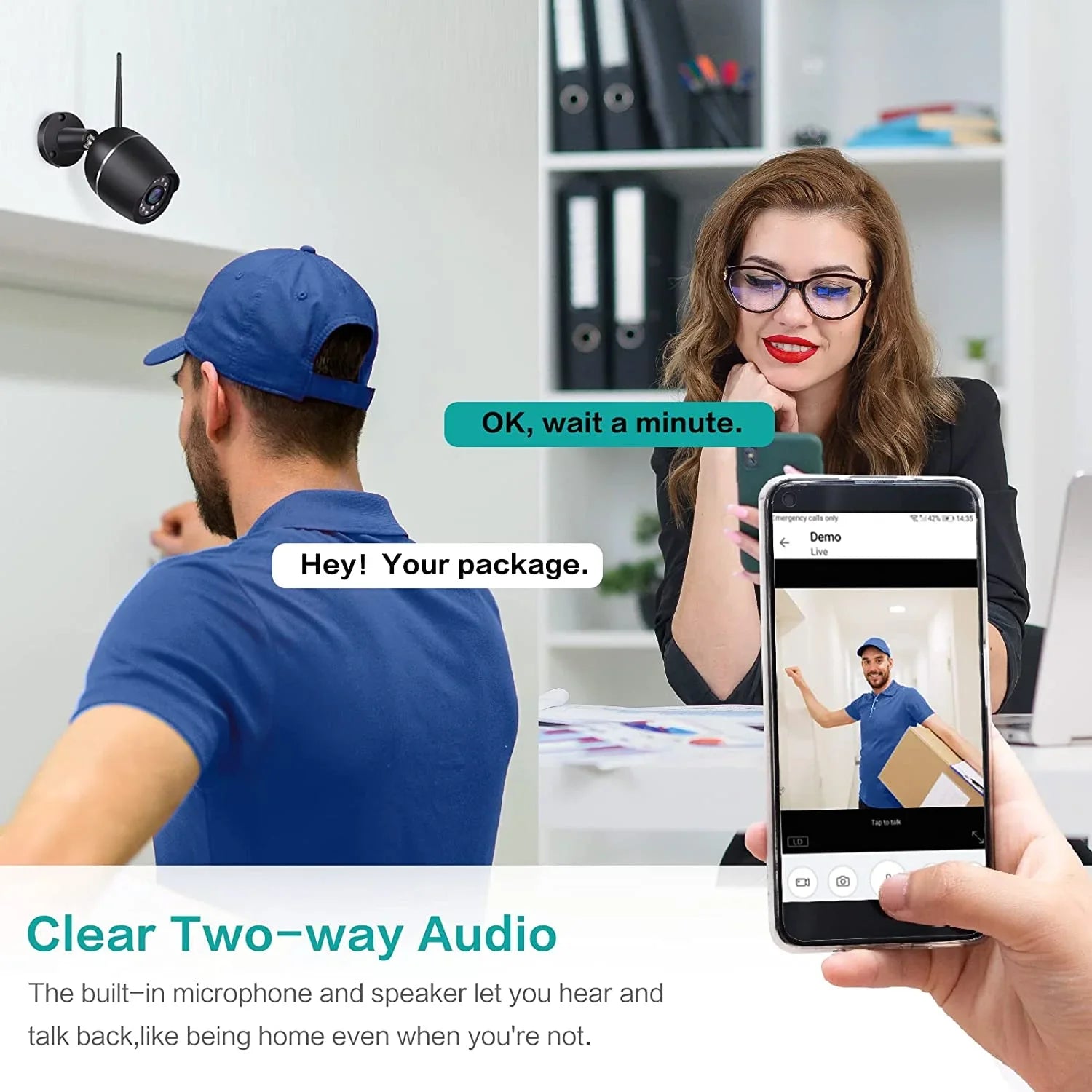 Security Cameras, 2 Pack 1080P WiFi Full Metal Case Cameras for Home Security Outdoor Waterproof Bullet Camera Two-Way Audio, Motion Detection Alert,  Card Cloud, Compatible with Alexa