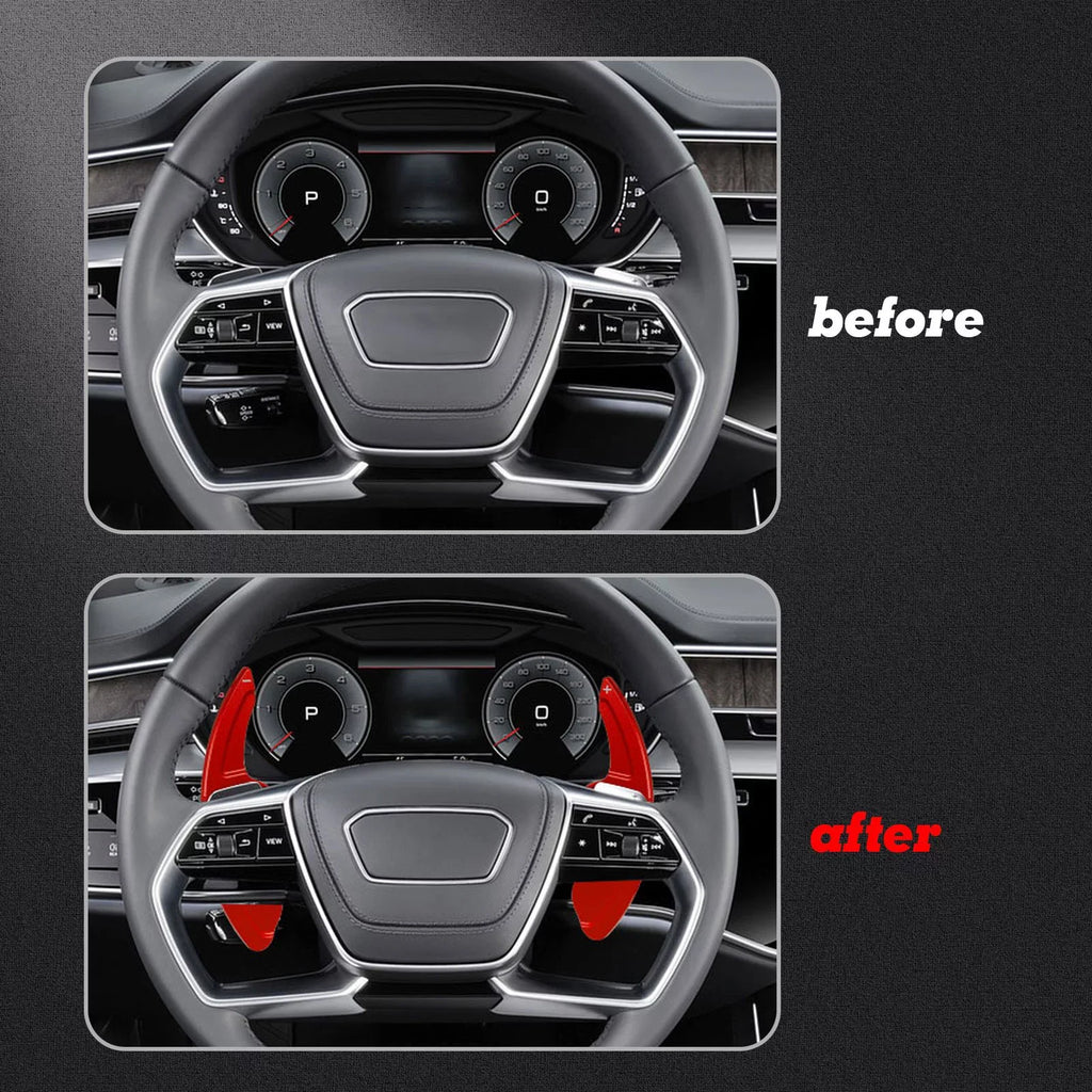 Xotic Tech Steering Wheel Paddle Shifter Cover Trim,  Aluminum Alloy, Compatible With Audi                   (Red)