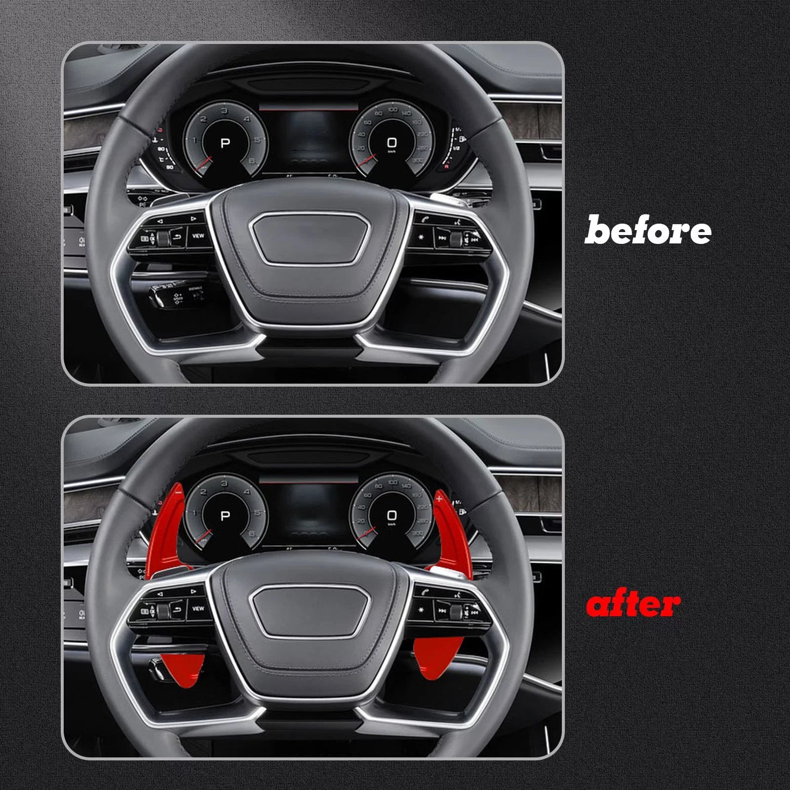 Xotic Tech Steering Wheel Paddle Shifter Cover Trim,  Aluminum Alloy, Compatible With Audi                   (Red)