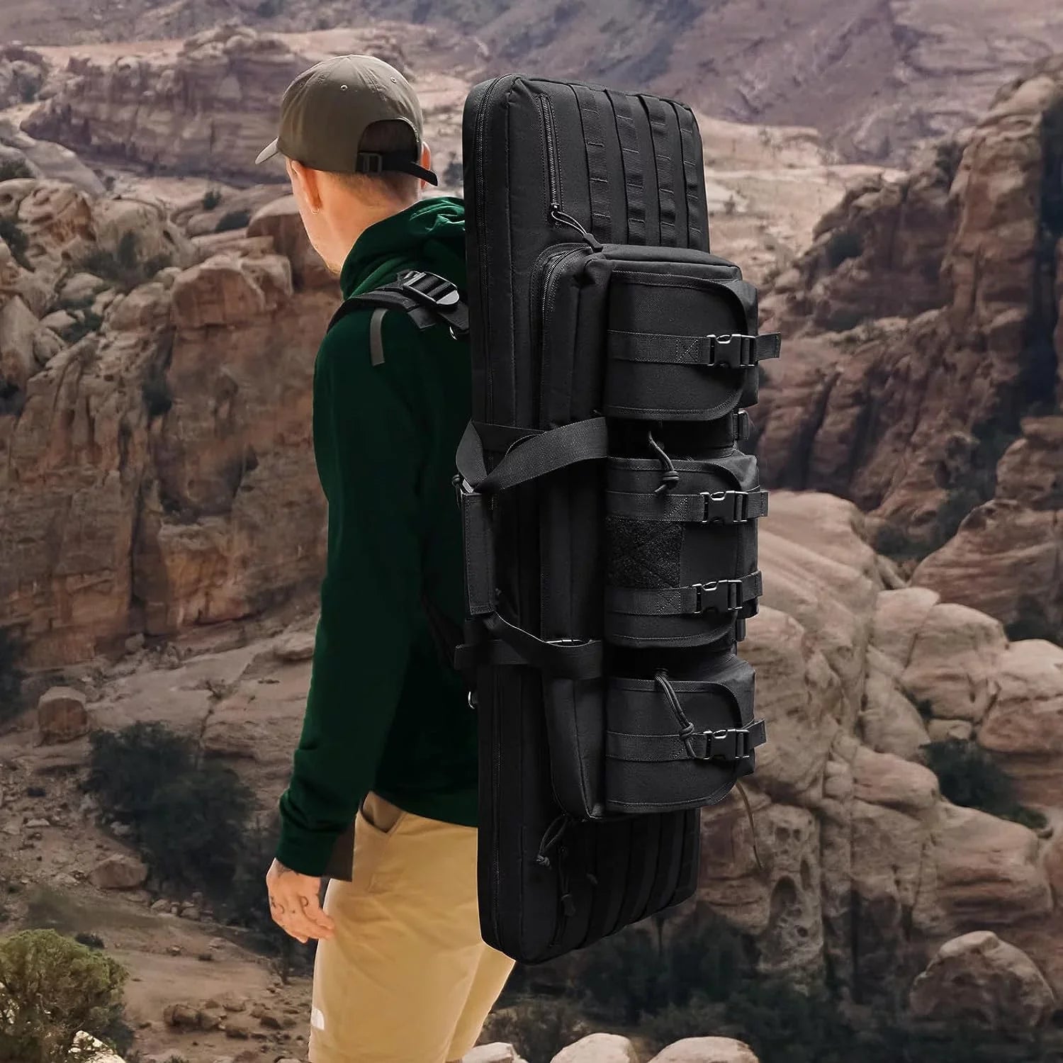 Wossspt Gun Bag Soft Double Gun Case for Outdoors Black 42 Inch