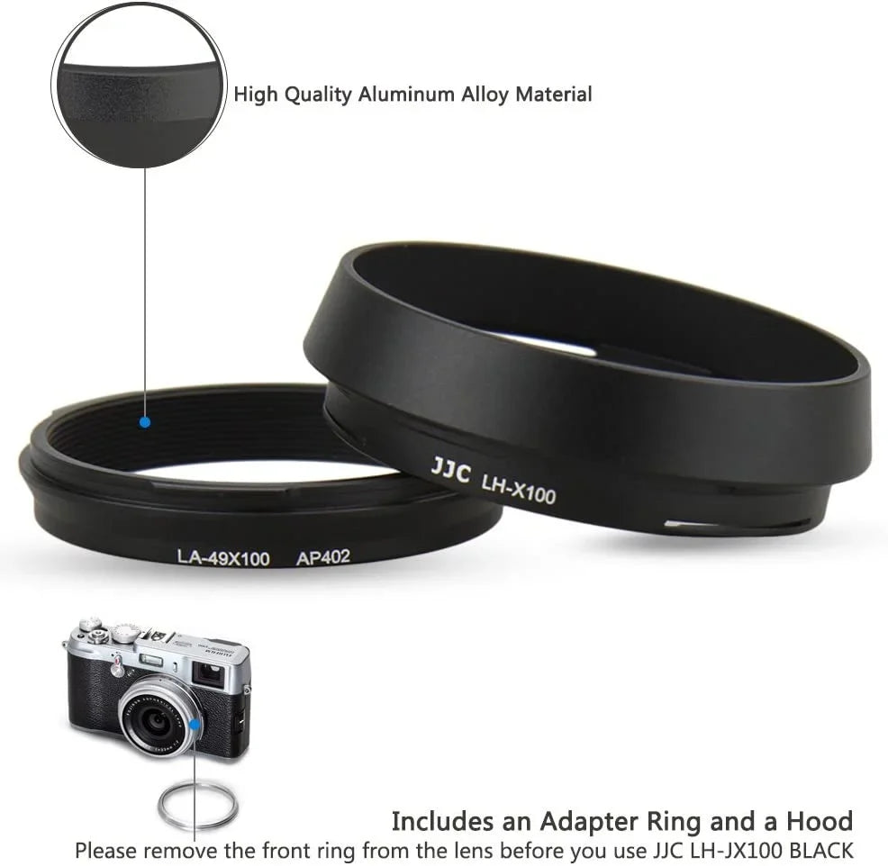Lens Hood Set  Lens Shade for Fuji Fujifilm       Replace Fuji - Lens Hood & Adapter Ring Aluminum Alloy -Black