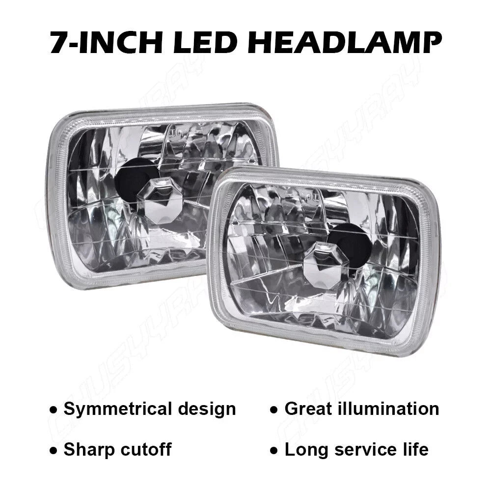 For 1986-1995 Jeep Wrangler  1984-2001 Cherokee  2x 5X7" 7x6"  Headlights