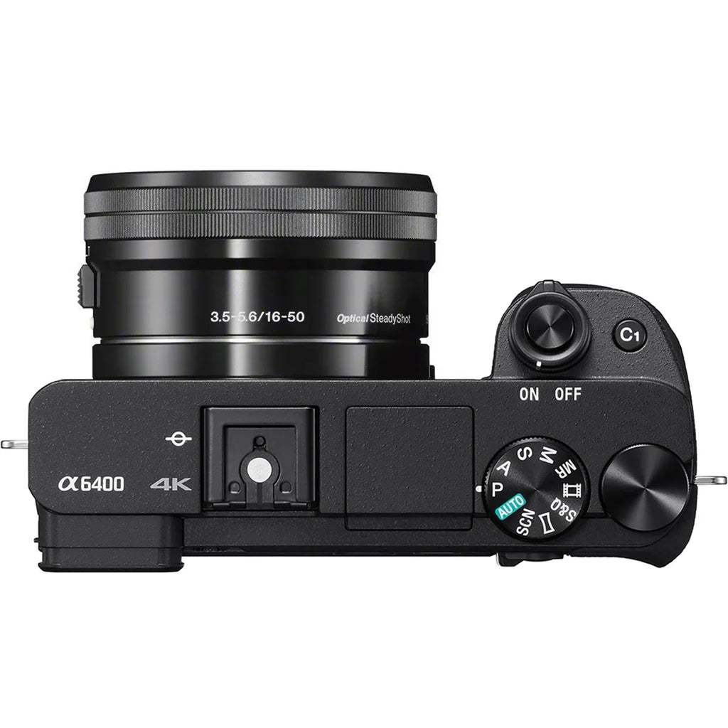 Sony a6400 4K Mirrorless Camera -6400L/ (Black) with 16-50mm f/3.5-5.6  Lens Kit + 0.43x Wide Angle and 2.2X Telephoto Lens Deco Gear Case Filter Set & Extra Battery Power Editing Bundle