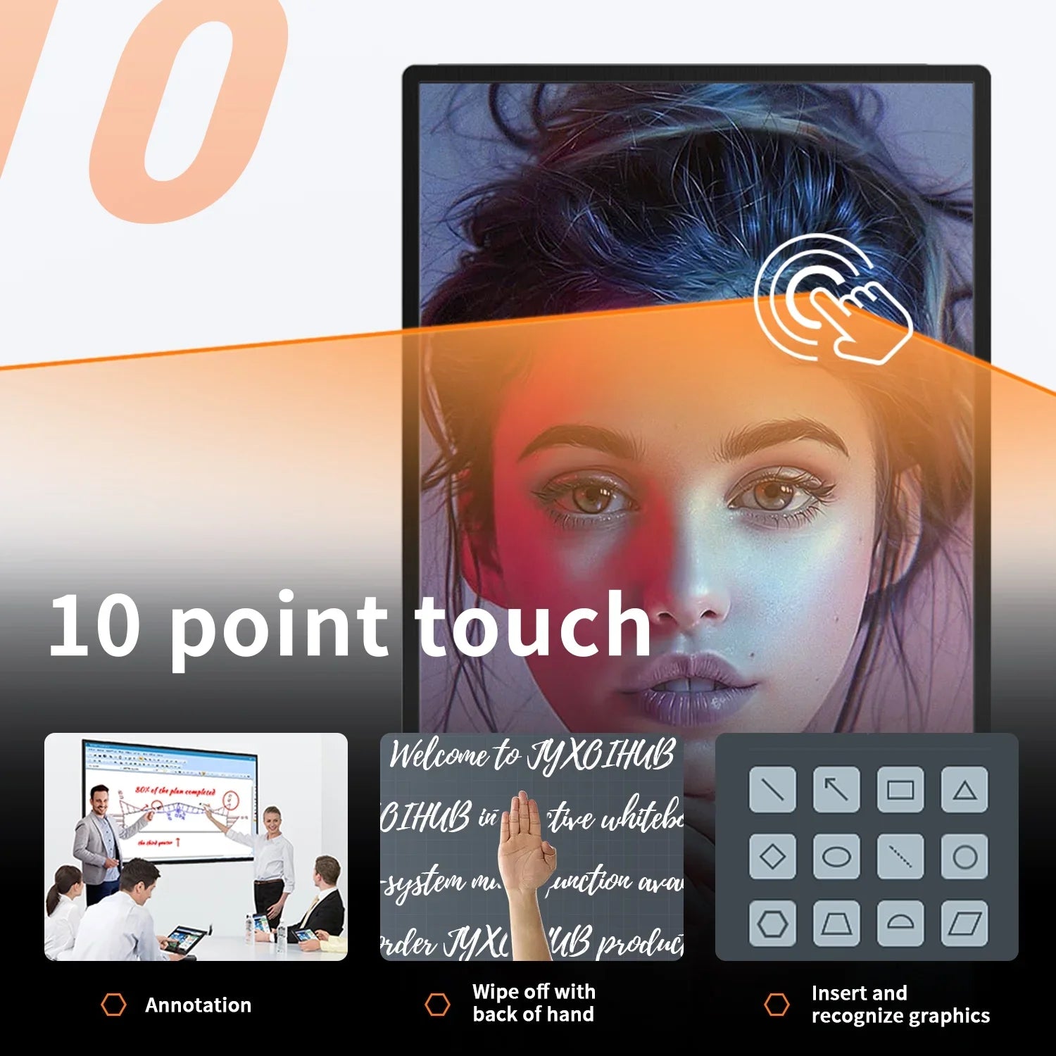 Smart Board, 43 Inch  Interactive Whiteboard, Electronic Whiteboard, Screen Mirroring from Android and iOS for Live Streaming, for Advertising Display and Classroom (Wall Mount inclued)