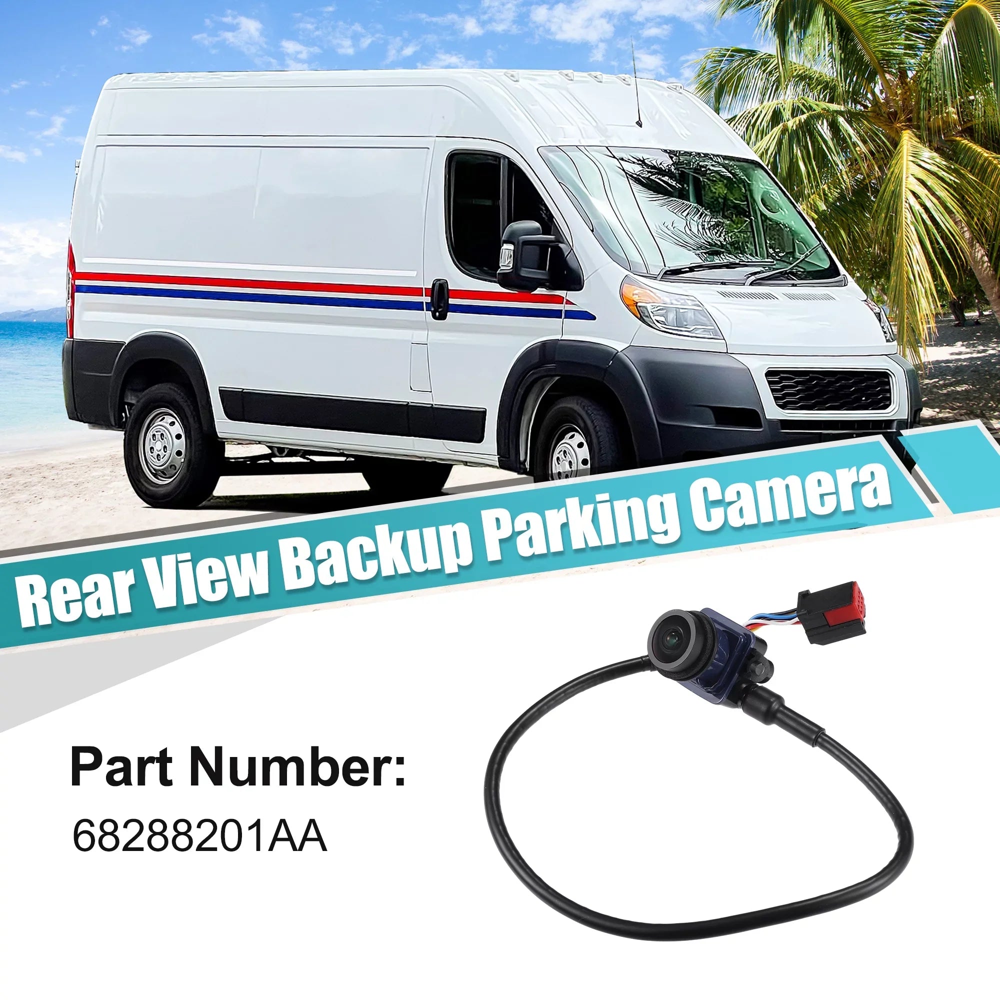 Unique Bargains Rear View Backup Parking Camera for Ram ProMaster 1500 2014-2018 No.68288201AA Black