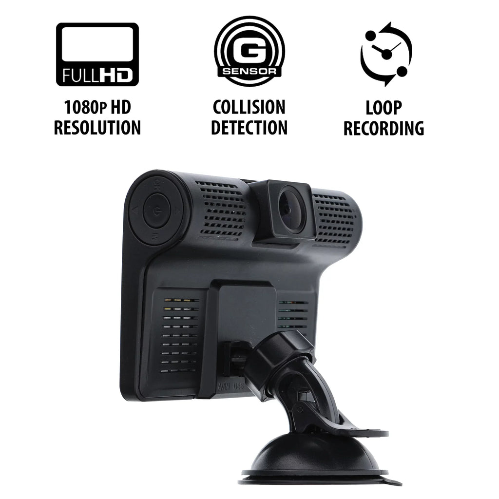New Armor All Universal 4 inch  1080P  Dual-Lens Dash Camera, -sensor Detects Motion and Accidents, Two Cameras, Micro- Card Slot