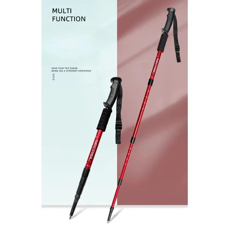 Aluminum Alloy Teleskopic Stick Hiking Poles Bastão De Trekking Walking Stick Ultralight Absorber Walking Cane Alpenstock