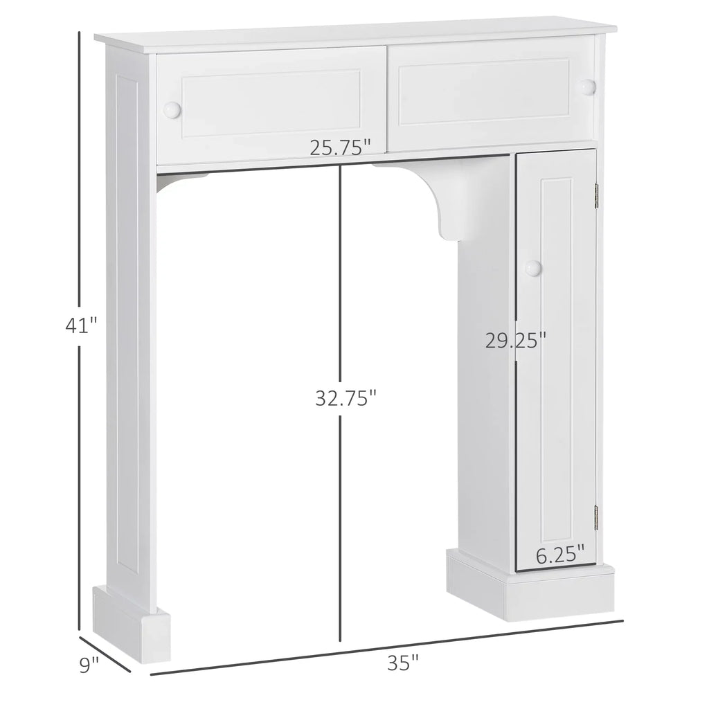 kleankin Over the Toilet Bathroom Cabinet, Freestanding Bathroom Storage Organizer with Adjustable Shelves, Toilet Rack, White