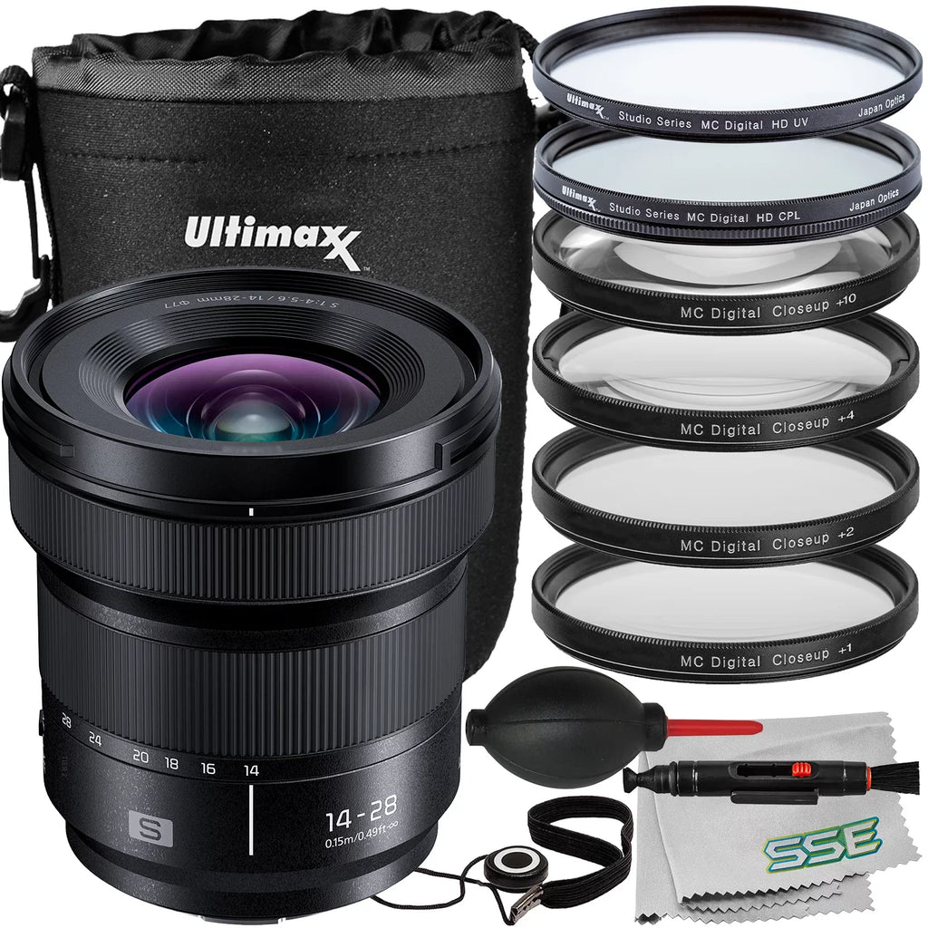 Ultimaxx Essential Panasonic Lumix  14-28mm f/4-5.6 Macro Lens Bundle - Includes: Water-Resistant Lens Pouch, Protective  Filter & More (15pc Bundle)