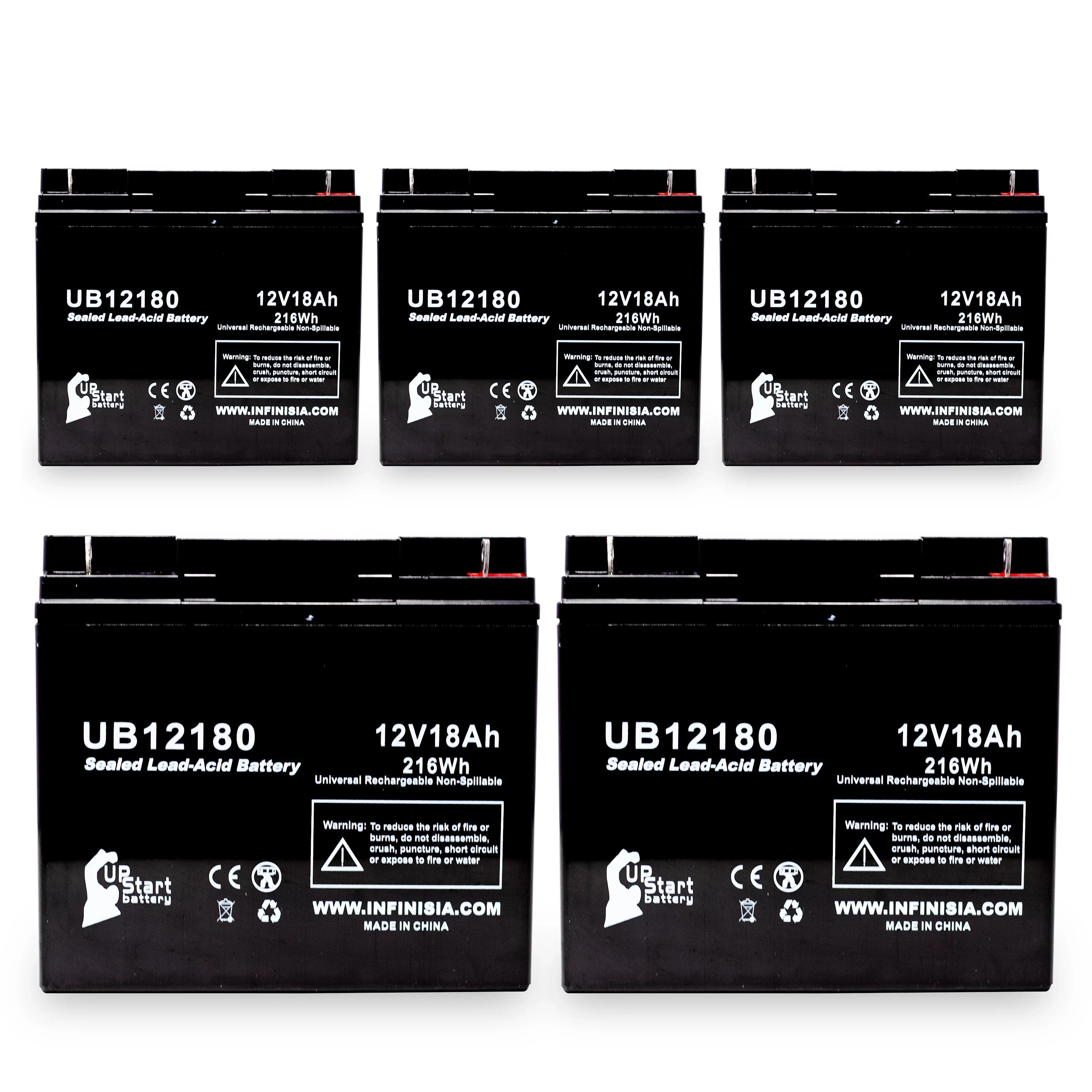 5x Pack - Compatible General Power  Battery - Replacement  Universal Sealed Lead Acid Battery (12V, 18Ah, 18000mAh,  Terminal, , )