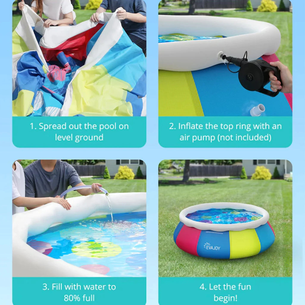Inolait Inflatable Pool Full-Sized Family Lounge Pools Thicker abrasion tough material ,120" x 72" x 22"