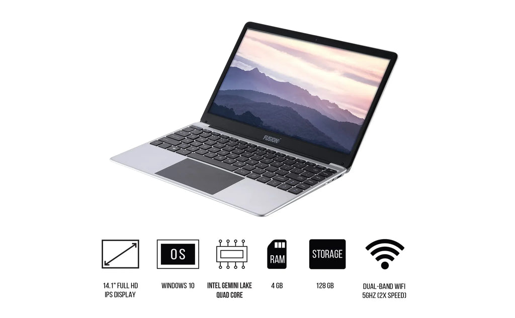 14.1" Full  Windows 10 Laptop - Windows 11 Compatible, 128GB Storage, 4GB , + Pro Model Lapbook, Intel Quad Core , 5GHz WiFi (Dual-Band WiFi) 2X WiFi speeds, Supports .2