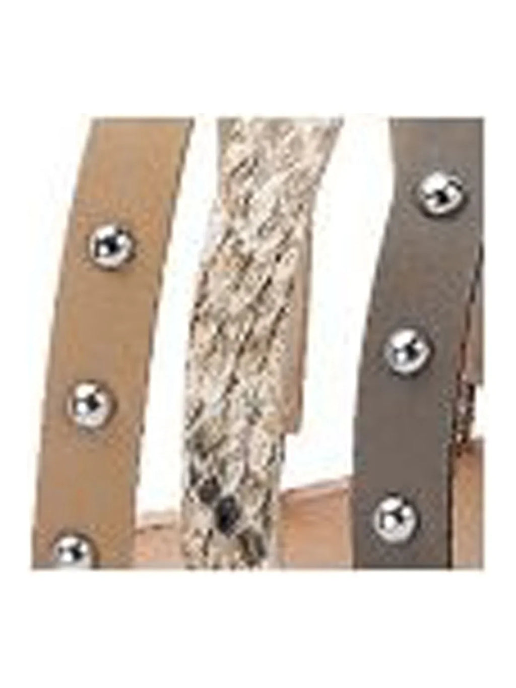 Womens Beige Snake Toe-Loop Strappy Studded Kaylee Square Toe Wedge Slip On Slide Sandals Shoes 6.5