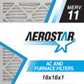 Aerostar 16x16x1  11 Pleated Air Filter,  Furnace Air Filter, 2 Pack