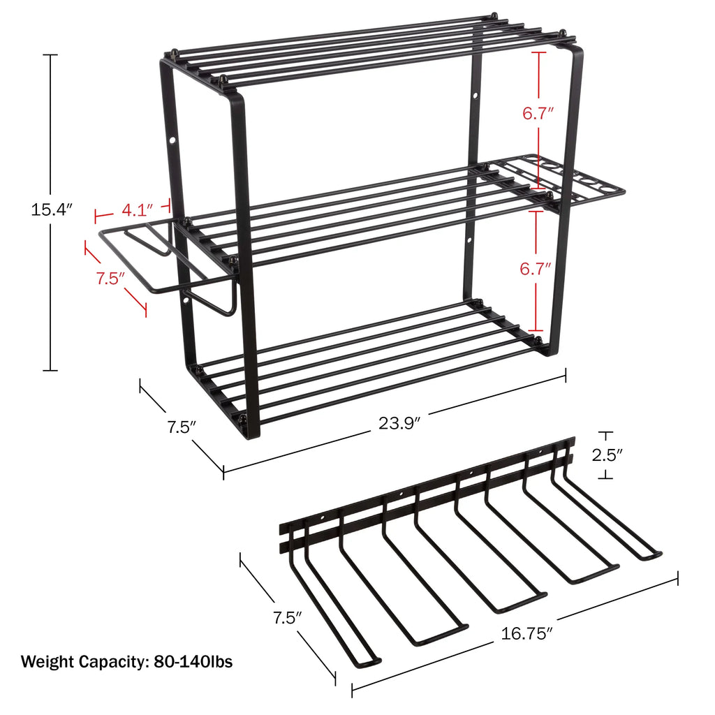 Stalwart Power Tool Organizer - 4-Tier Garage Shelving - 140lb Max Capacity