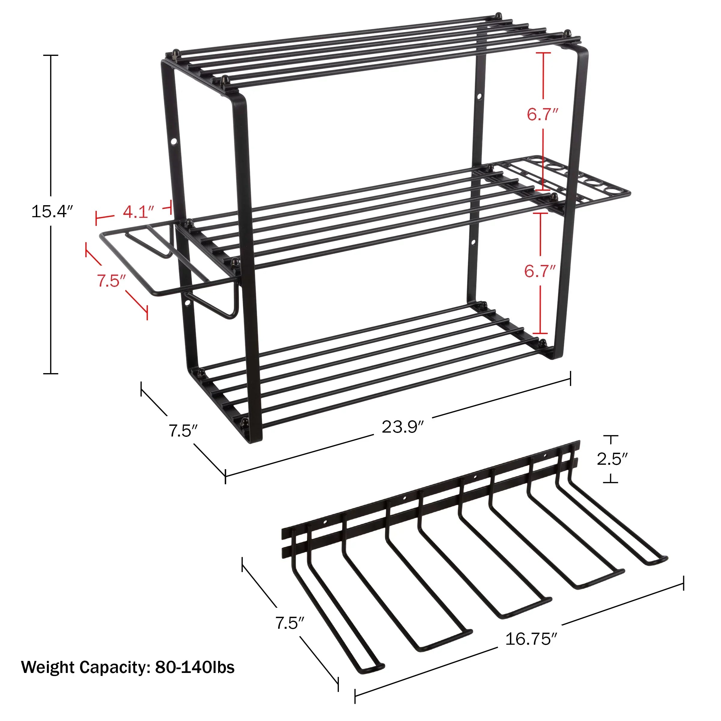 Stalwart Power Tool Organizer - 4-Tier Garage Shelving - 140lb Max Capacity