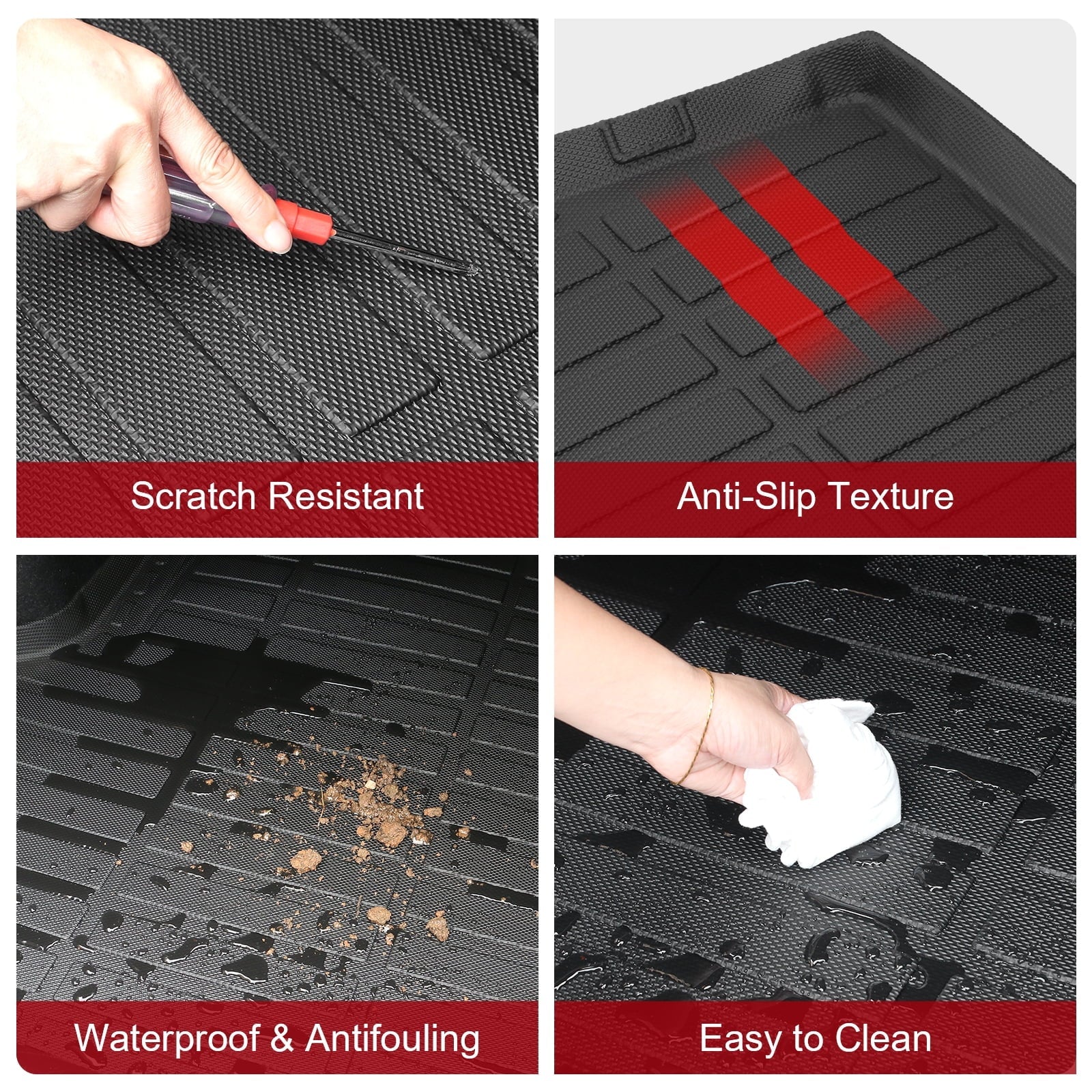 Ikon Motorsports Floor Mats & Trunk Mat Compatible With 2023-2024 Honda -, Black 3D Molded Carpets Liner 1st 2nd Row Front Rear Boot Tray Cover Protection Cargo Pad  All Weather Protector