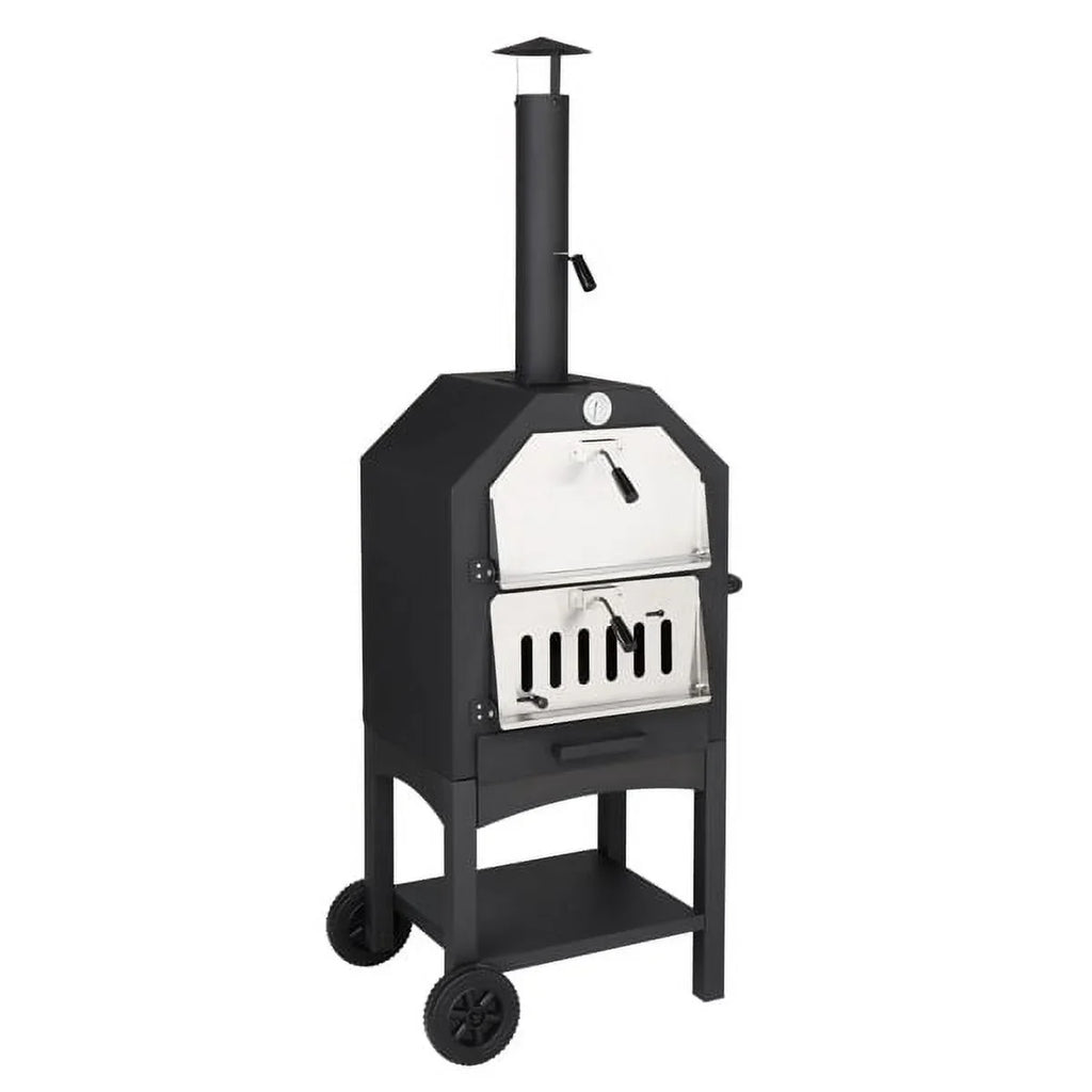 Fithood Outdoor Wood Fired Pizza Oven with Pizza Stone, Pizza Peel, Grill Rack, for Backyard and Camping