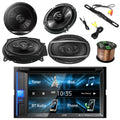 2DIN  Car Stereo Receiver, touchscreen with Pyle License Plate Mount Rear View Color Camera, Pioneer 6.5" 2-Way  250W, Pioneer 6"x9" 420W 3-Way  & Enrock 16G 50'  Wire
