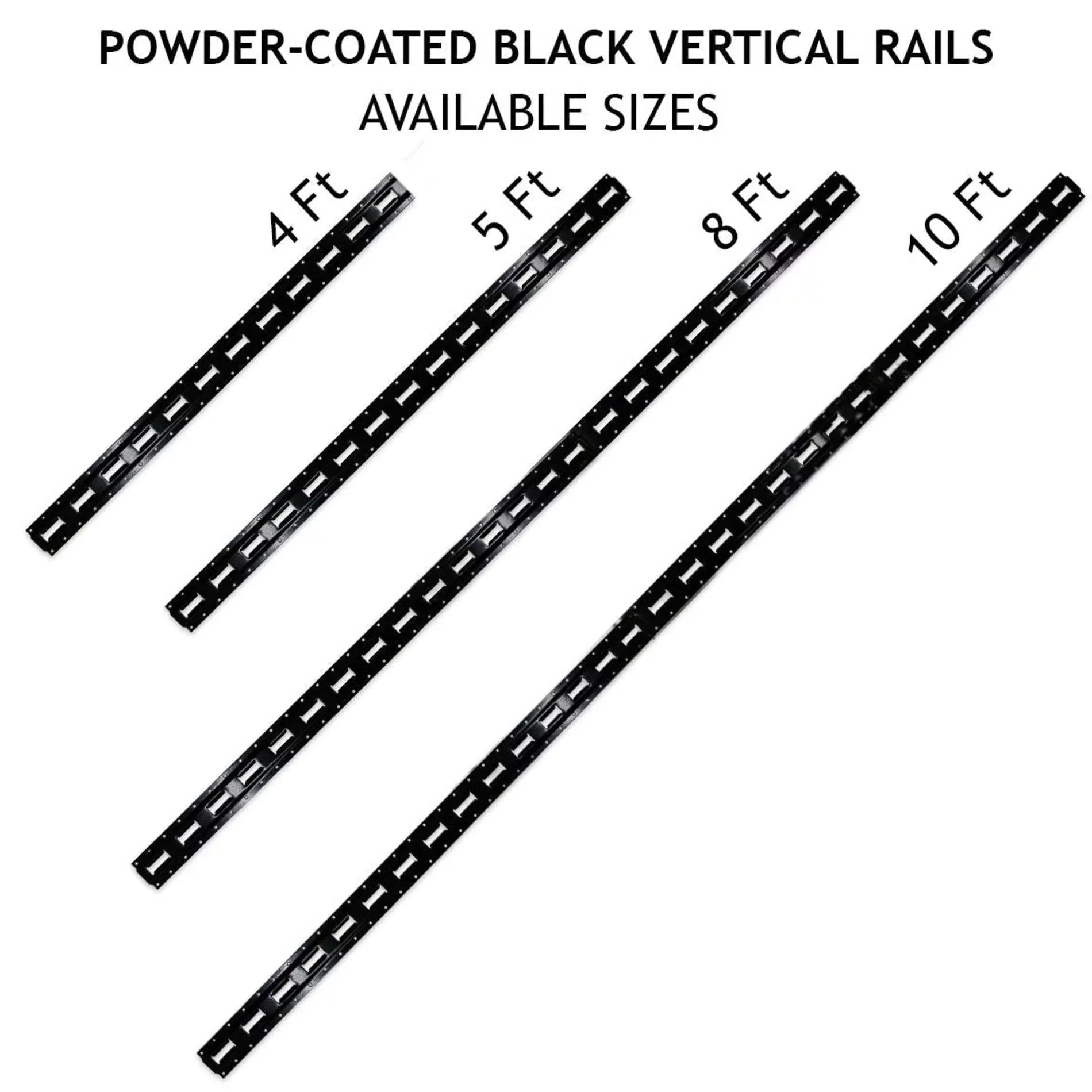 " Cargo Mall Four 8-ft -Track Rails, Vertical Powder Coated TieDowns | Long Heavy Duty Steel Etrack Rails for Trucks, Trailers"
