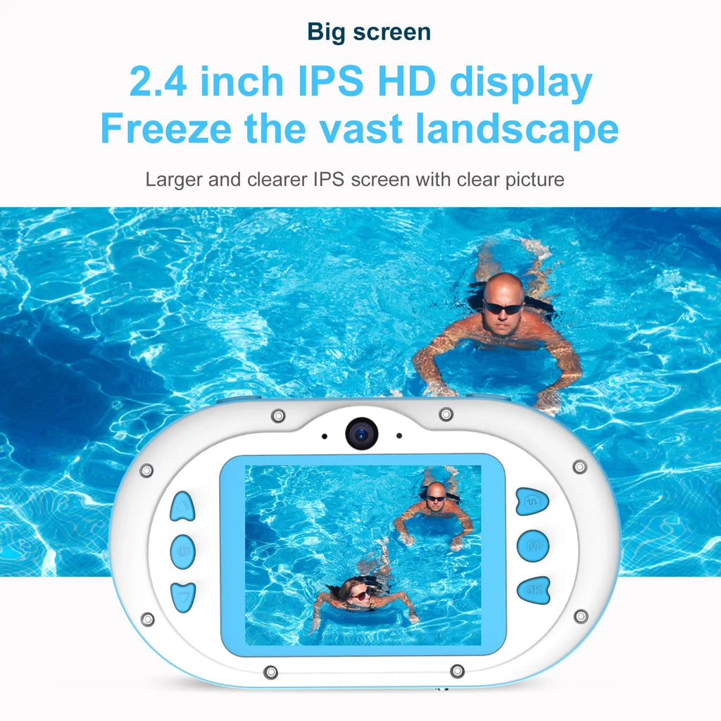 Anself 8MP Digital Waterproof with Front and Rear Dual Cameras 2.4 Inch   Screen One-click PhotoVideo Self-timer for 5s