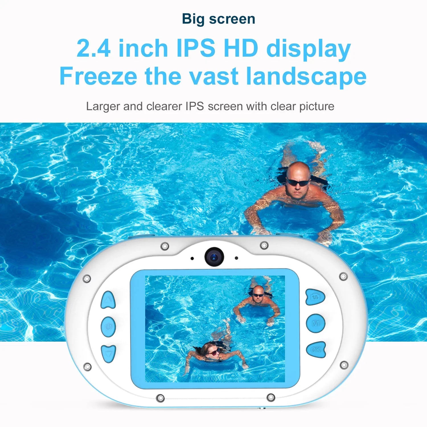 Anself 8MP Digital Waterproof with Front and Rear Dual Cameras 2.4 Inch   Screen One-click PhotoVideo Self-timer for 5s