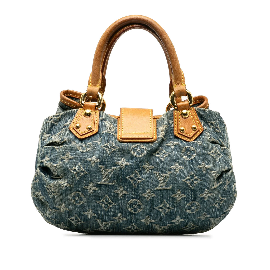 Pre-Owned Authenticated Louis Vuitton Monogram Pleaty Denim Fabric Blue Handbag Top HandleBag Unisex (Good)