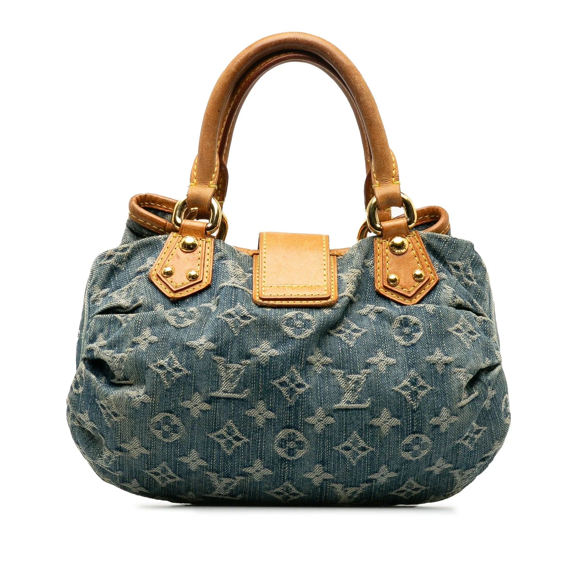 Pre-Owned Authenticated Louis Vuitton Monogram Pleaty Denim Fabric Blue Handbag Top HandleBag Unisex (Good)