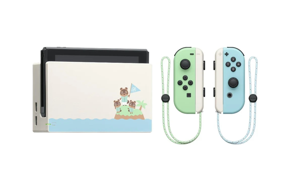 New Nintendo Switch Animal Crossing Limited Edition Console  - Bundle with Kirby's Return to Dreamland: Deluxe Edition + Switch Carrying Case + 64GB MicroSD Card